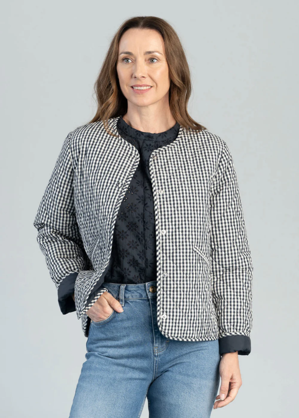 Cashel Collarless Quilted Jacket - Image 2