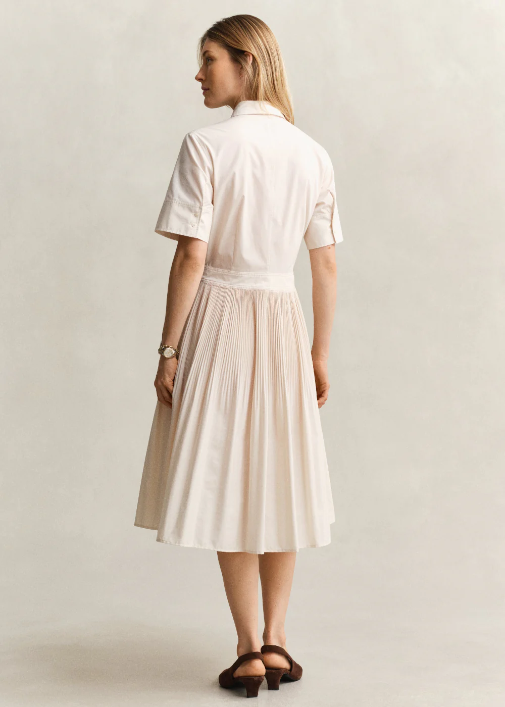 Cotton Pleated Shirt Dress - Image 2