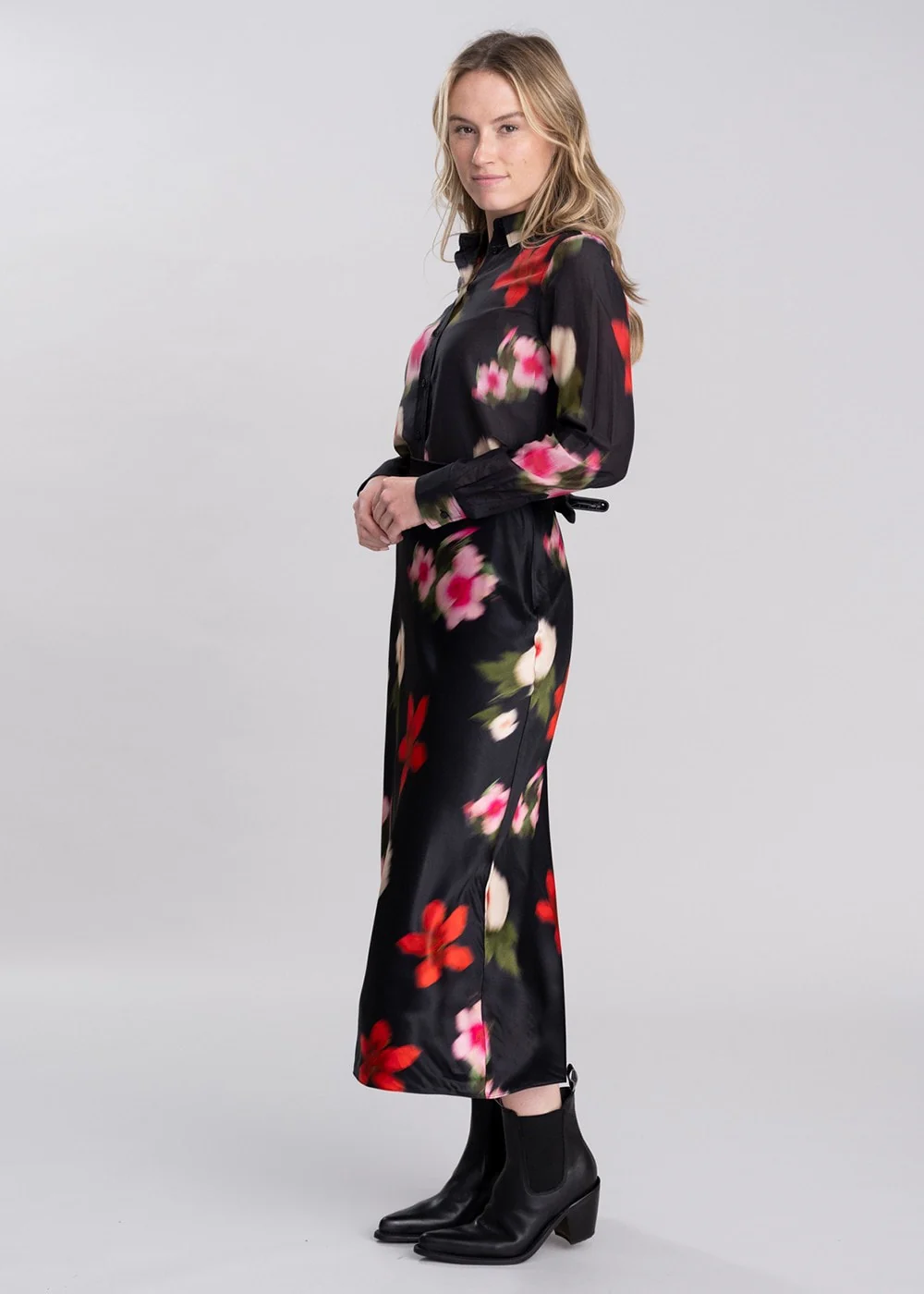 Midi Floral Print A-Line Skirt - Image 5
