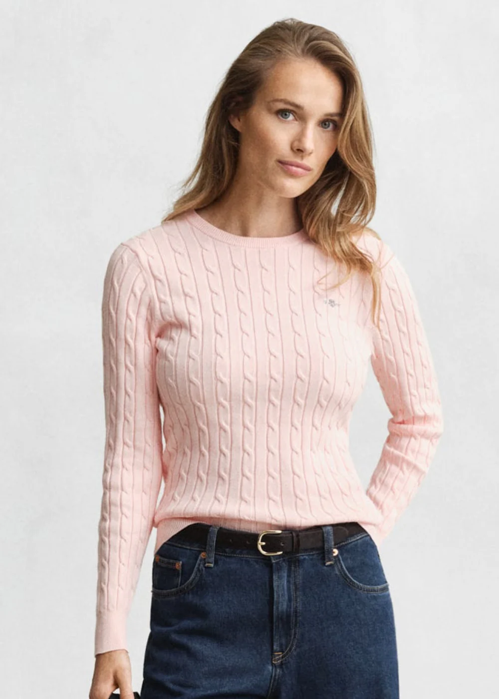 Stretch Cotton Cable Crew Knit - Image 4