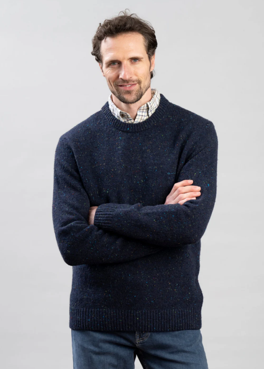 Wool Blend Neps Crew Neck