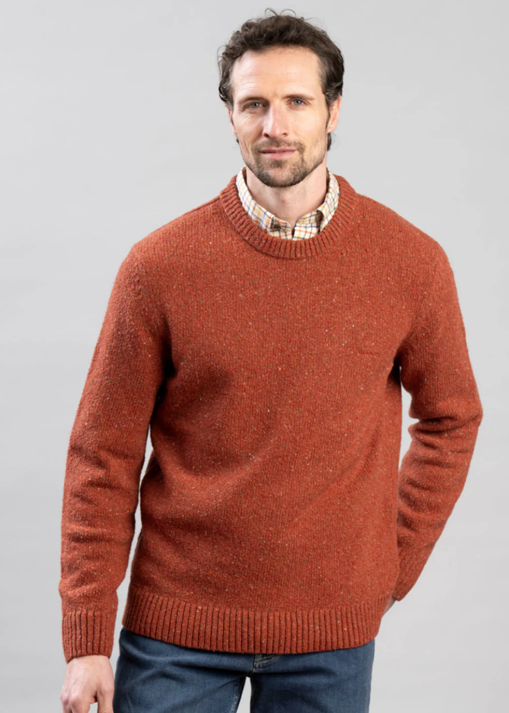 Wool Blend Neps Crew Neck