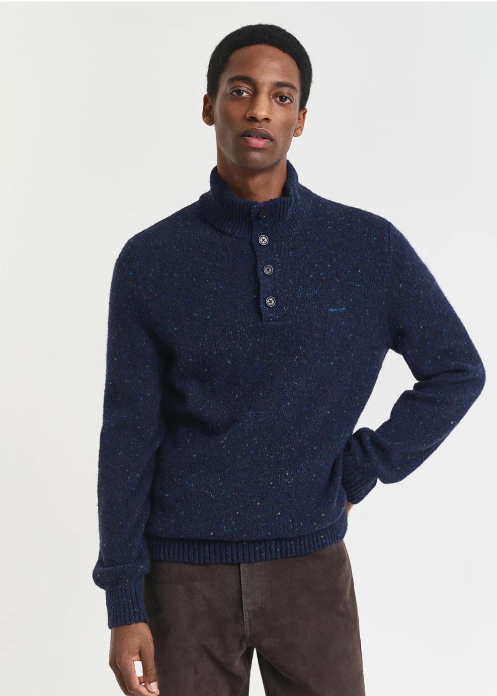 Wool Blend Neps Half Buttoned Jumper - Image 2