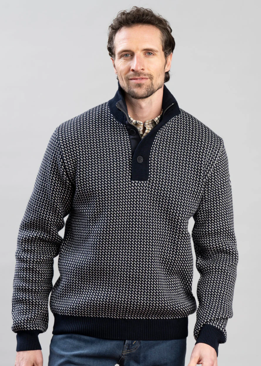 Ingvar T-Neck Windproof Jacquard Sweater - Image 5