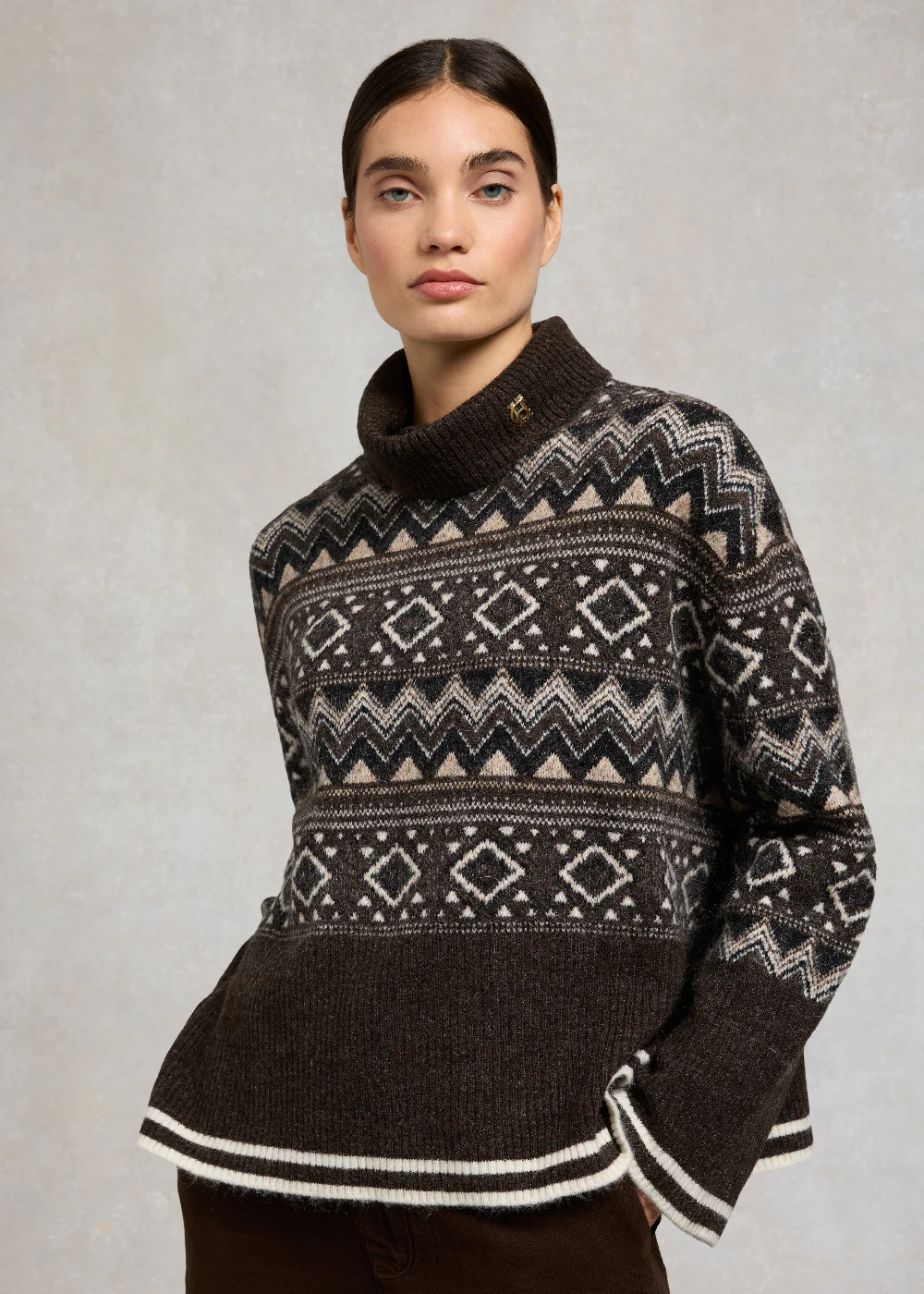 Antonia Fairisle Roll Neck Knit