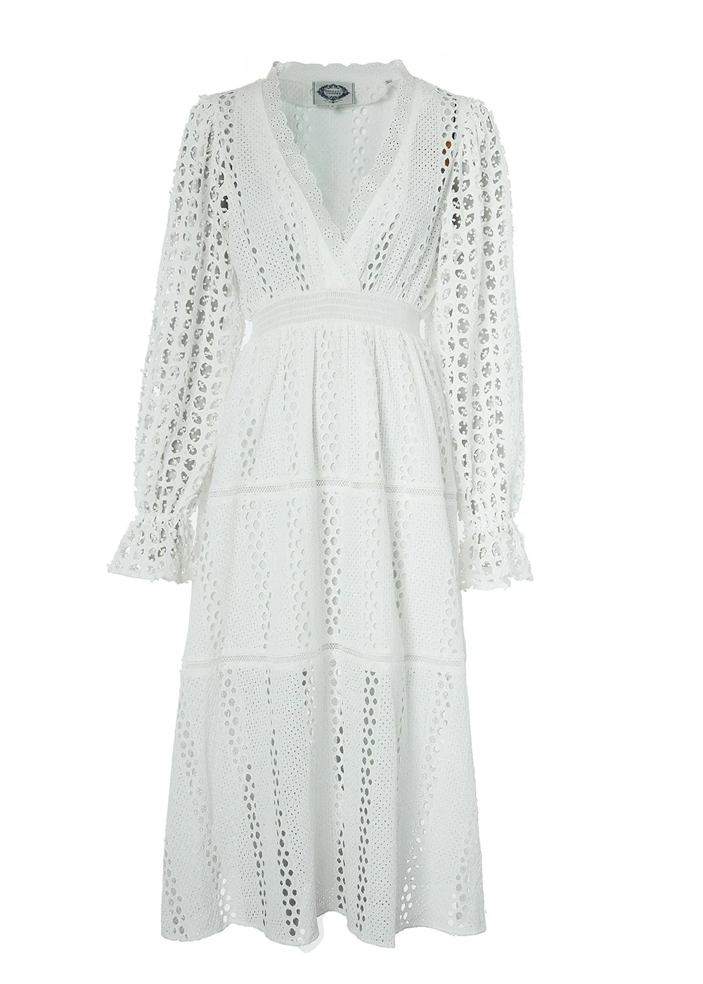 Broderie Lace V-Neck Midi Dress - Image 5