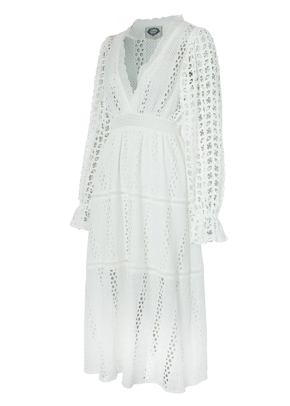 Broderie Lace V-Neck Midi Dress - Image 7