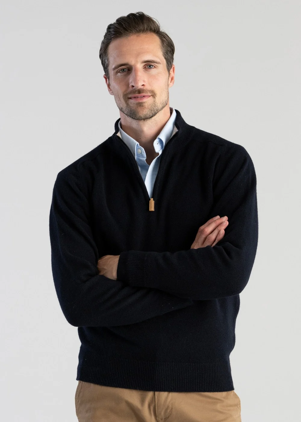 Lambswool 2 Ply Zip Neck