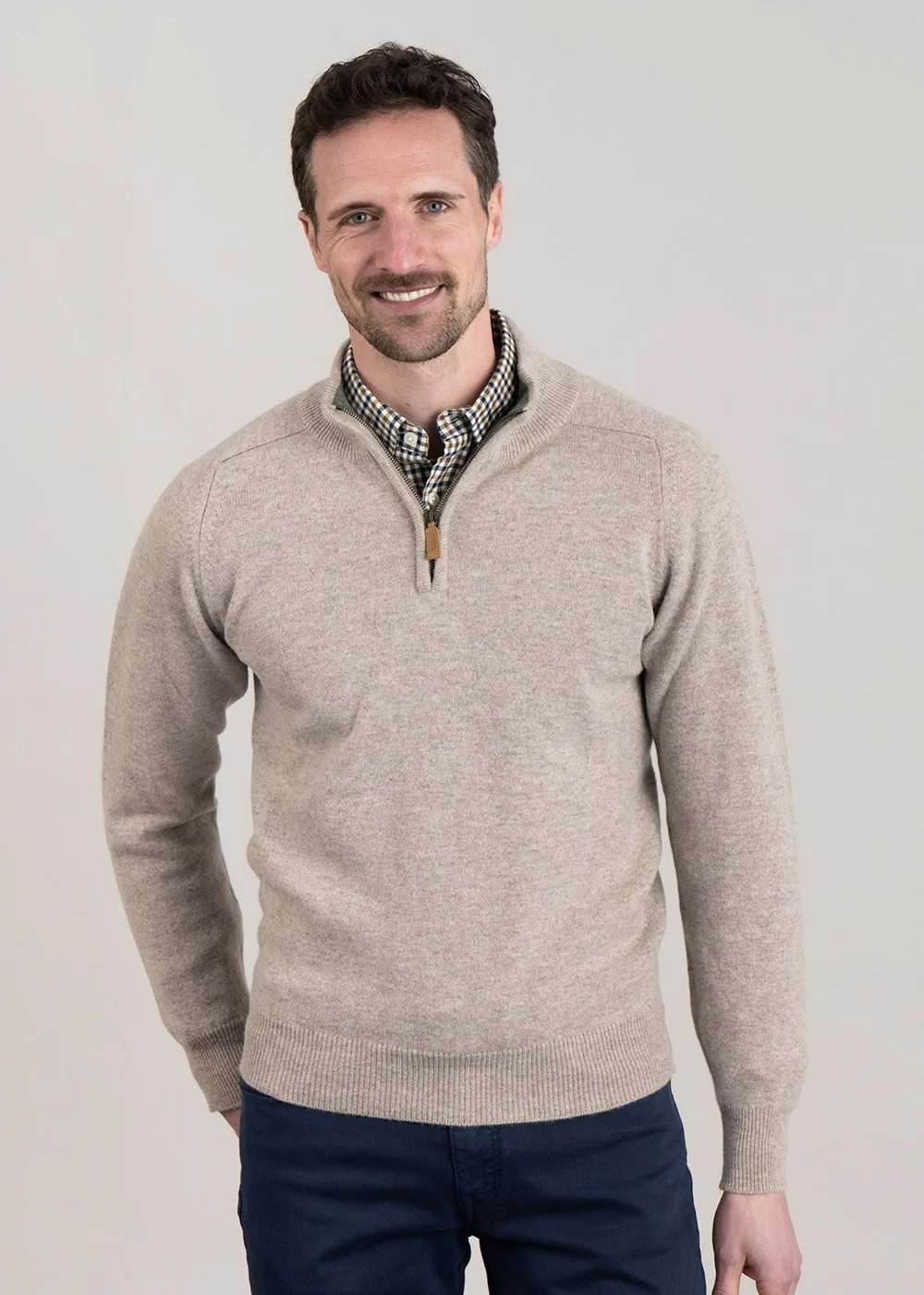 Lambswool 2 Ply Zip Neck