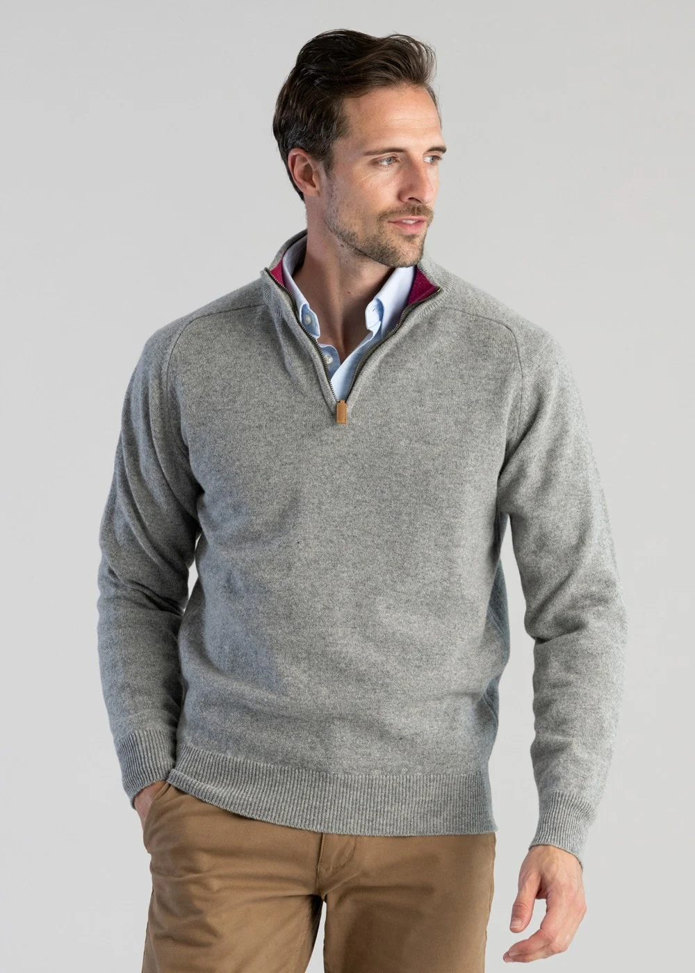 Lambswool 2 Ply Zip Neck