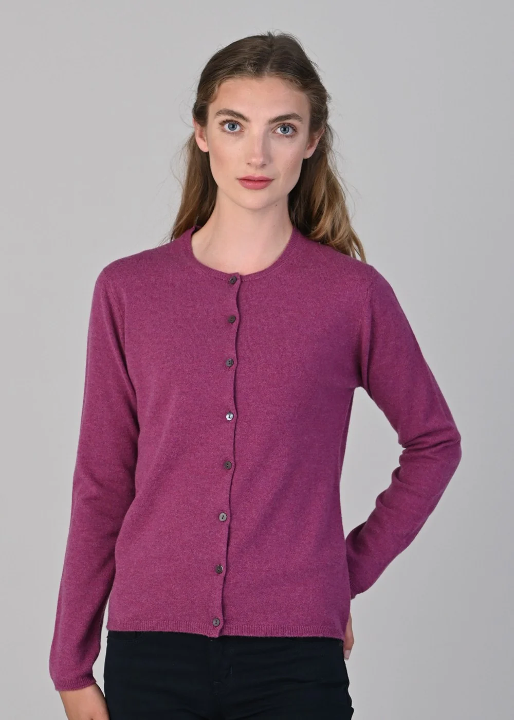 Millie Cashmere High Button Cardigan