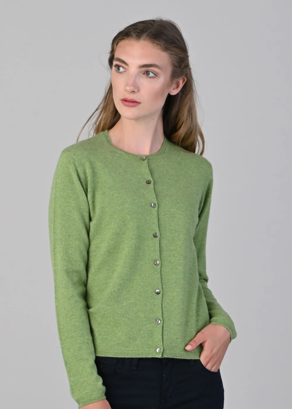 Millie Cashmere High Button Cardigan