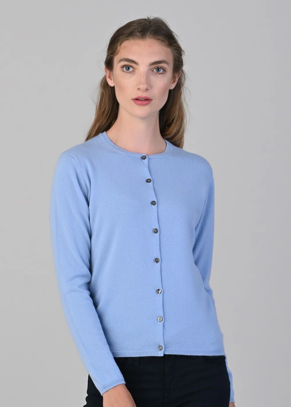 Millie Cashmere High Button Cardigan