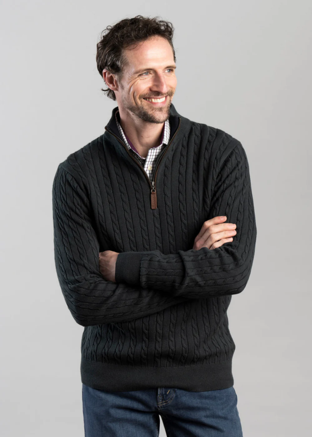 Calton Cotton Cashmere Cable 1/4 Zip Jumper - Image 2