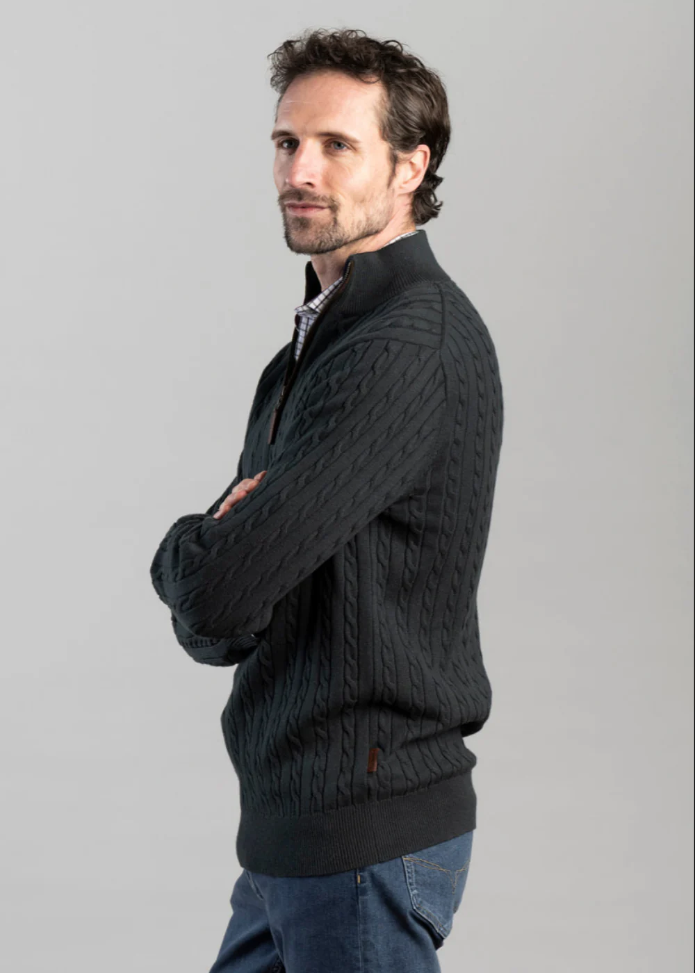 Calton Cotton Cashmere Cable 1/4 Zip Jumper - Image 3