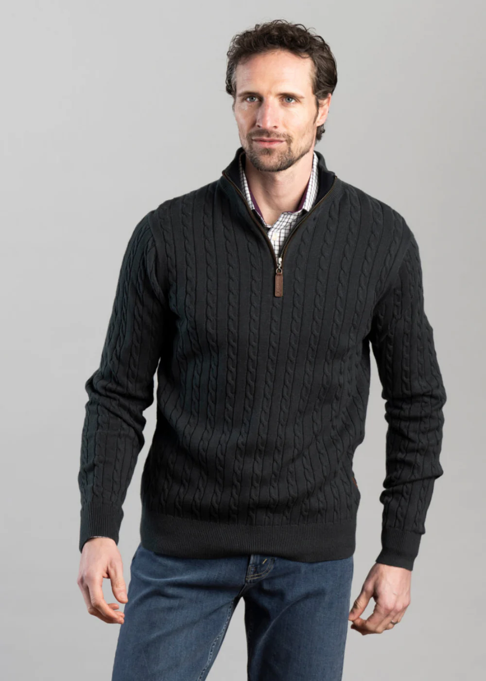Calton Cotton Cashmere Cable 1/4 Zip Jumper - Image 4