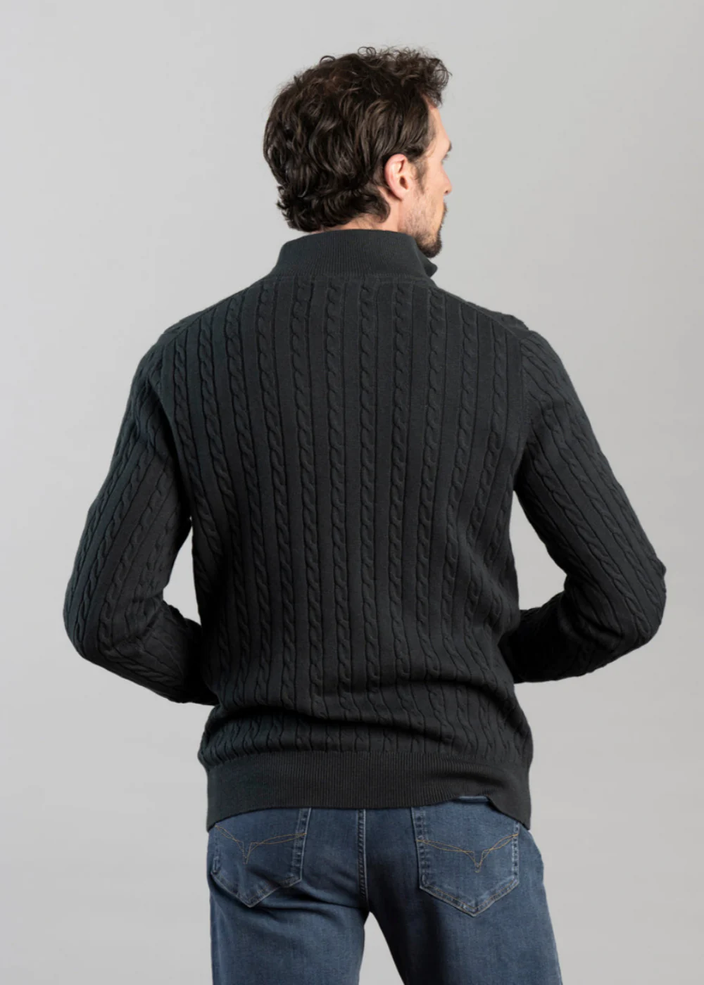 Calton Cotton Cashmere Cable 1/4 Zip Jumper - Image 5