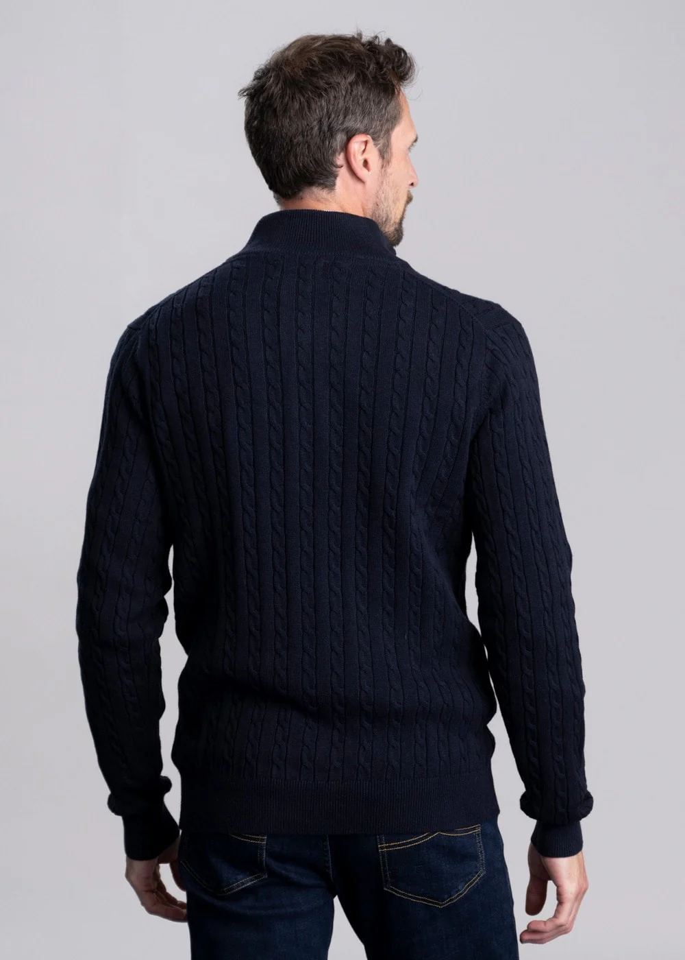 Calton Cotton Cashmere Cable 1/4 Zip Jumper - Image 3