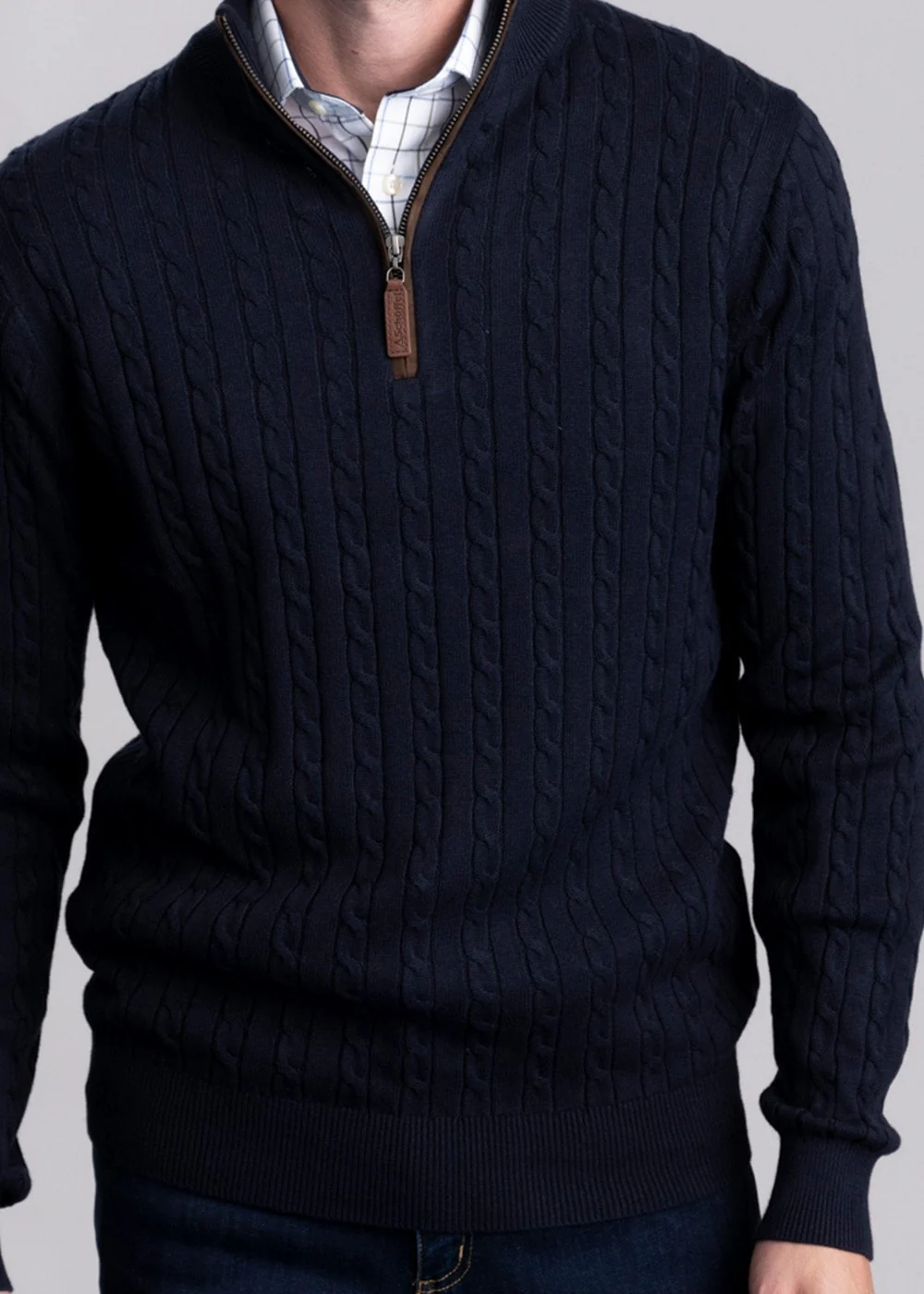 Calton Cotton Cashmere Cable 1/4 Zip Jumper - Image 4