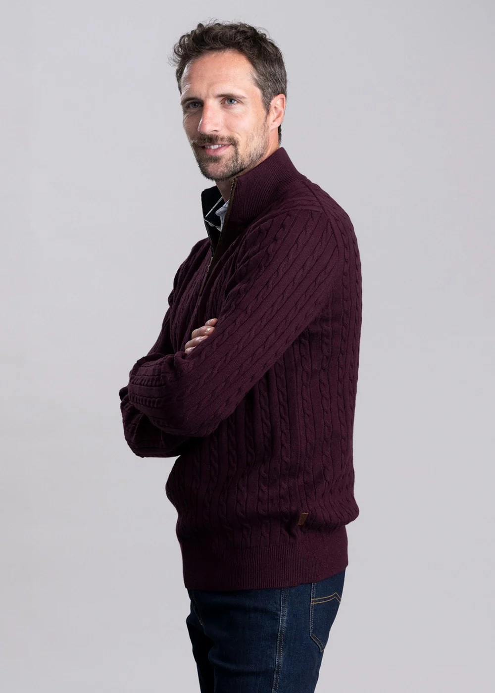 Calton Cotton Cashmere Cable 1/4 Zip Jumper - Image 3