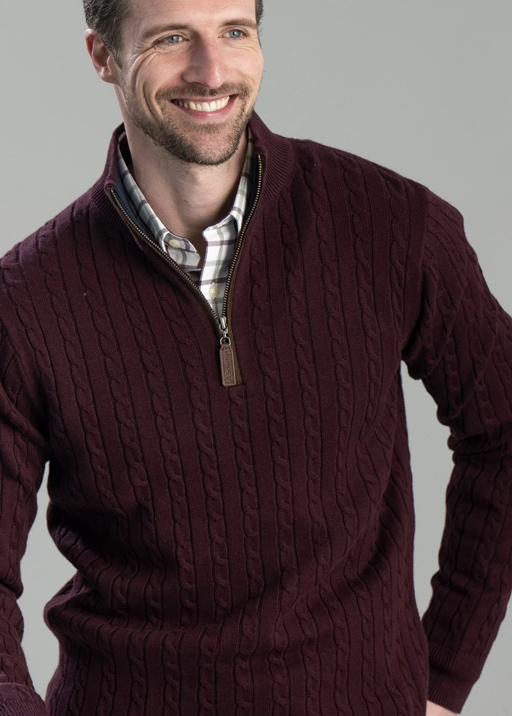 Calton Cotton Cashmere Cable 1/4 Zip Jumper - Image 6