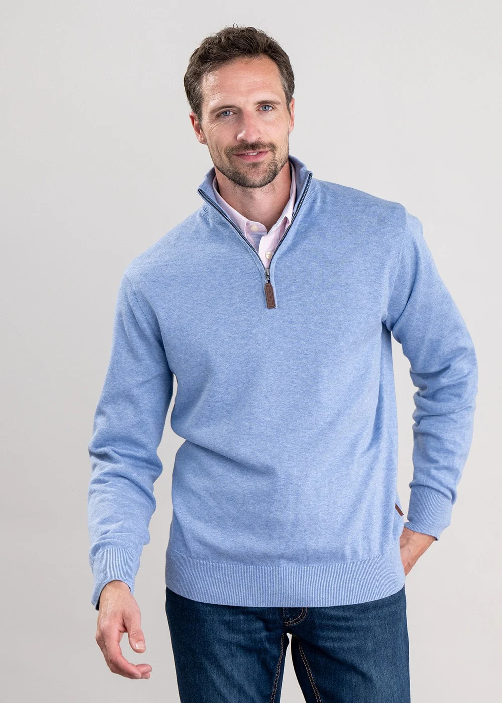 Porthmeor Pima Cotton Quarter Zip - Image 4