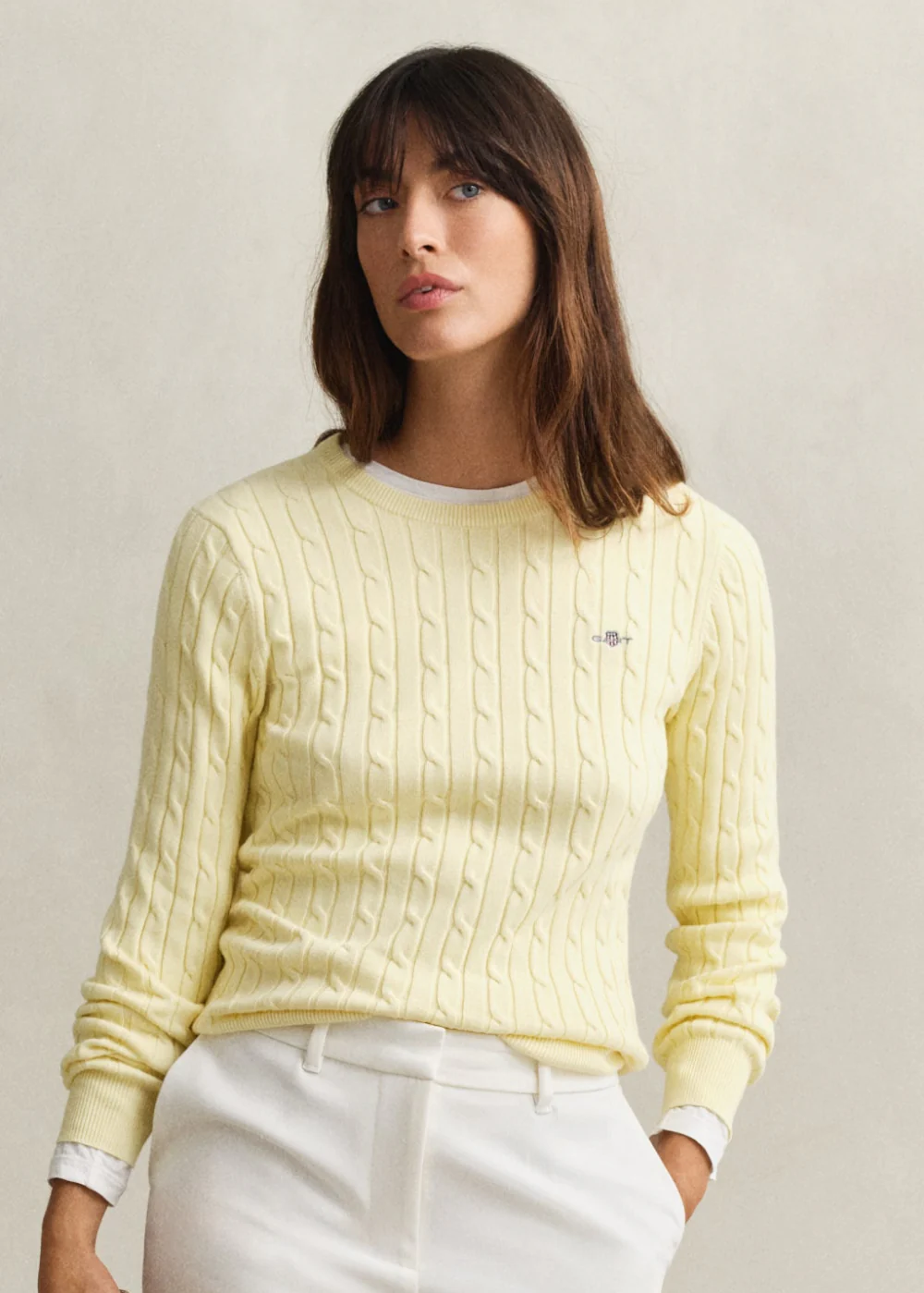 Stretch Cotton Cable Crew Knit - Image 3
