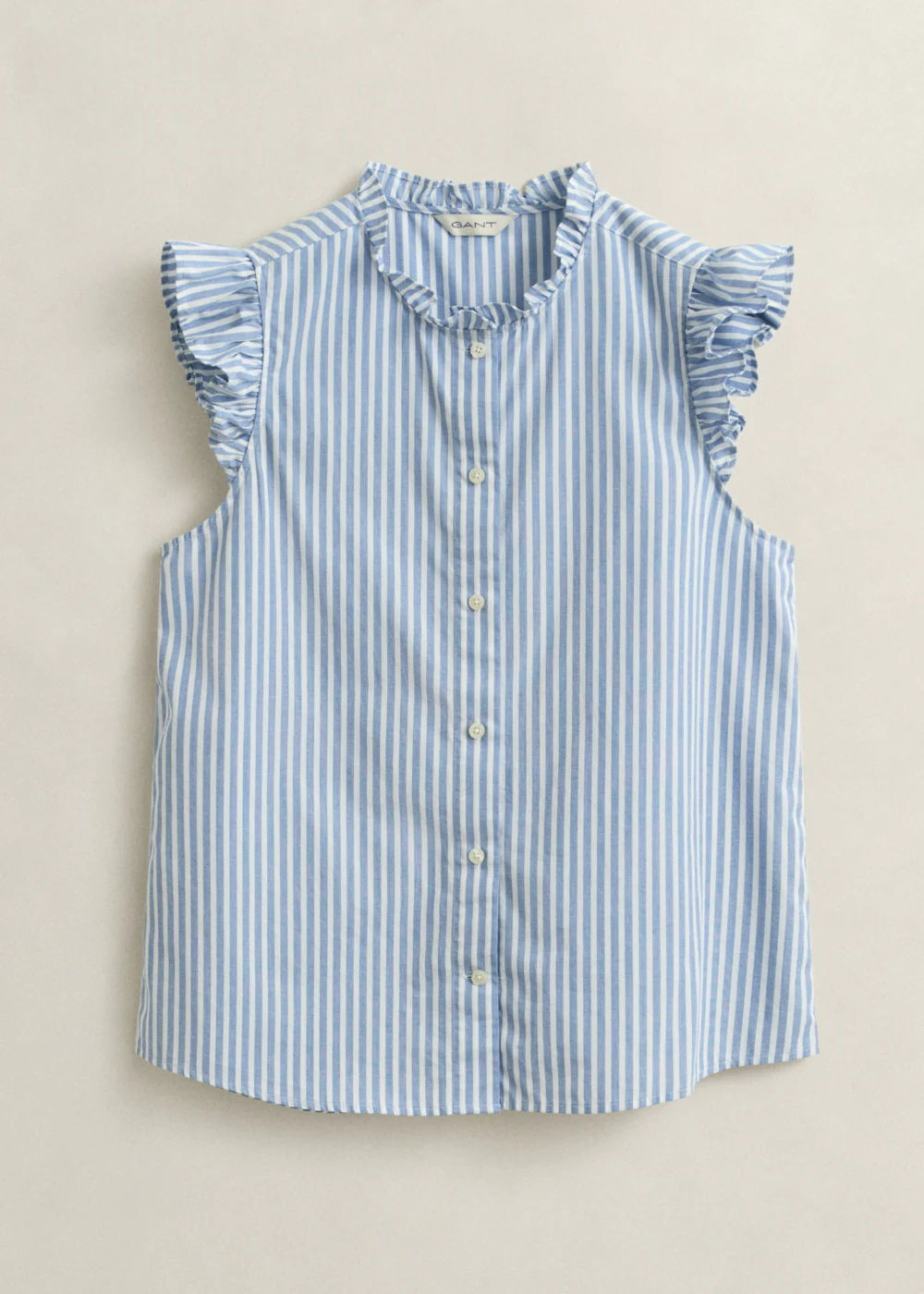 Stripe Cotton Ruffle Blouse - Image 5