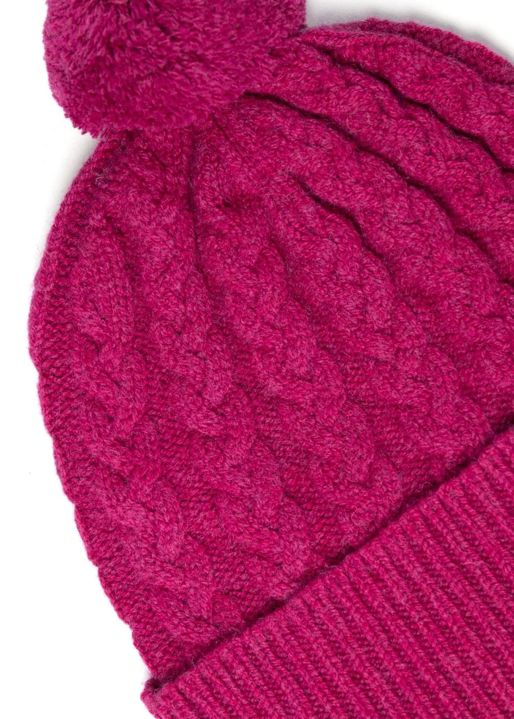 Fliss Lambswool Cable Pom Pom Beanie - Image 2