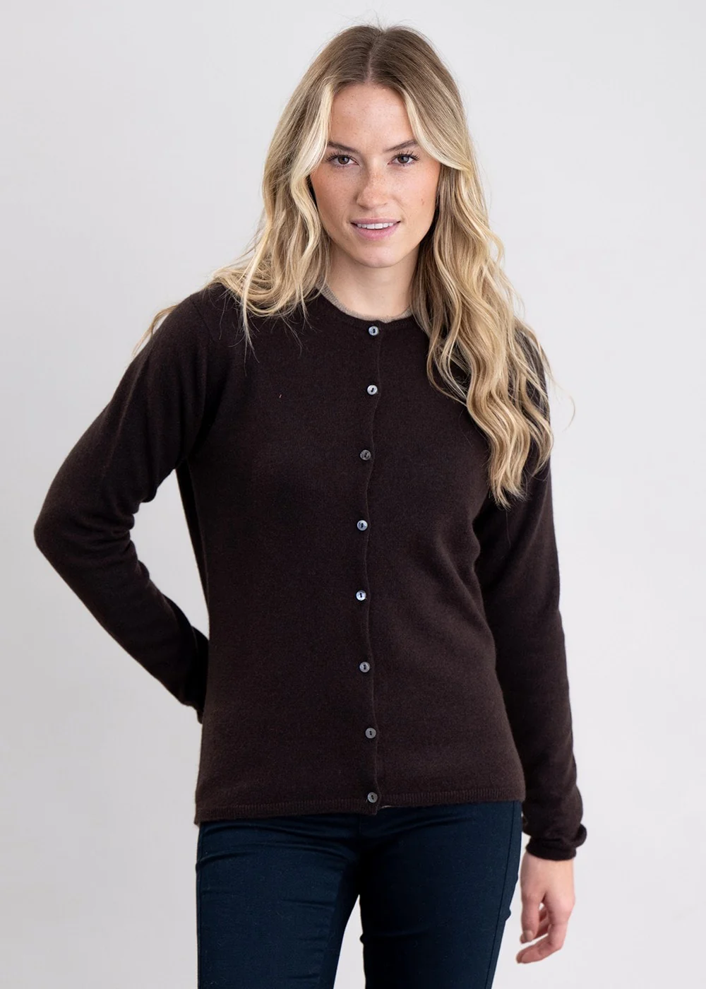 Millie Cashmere High Button Cardigan - Image 2