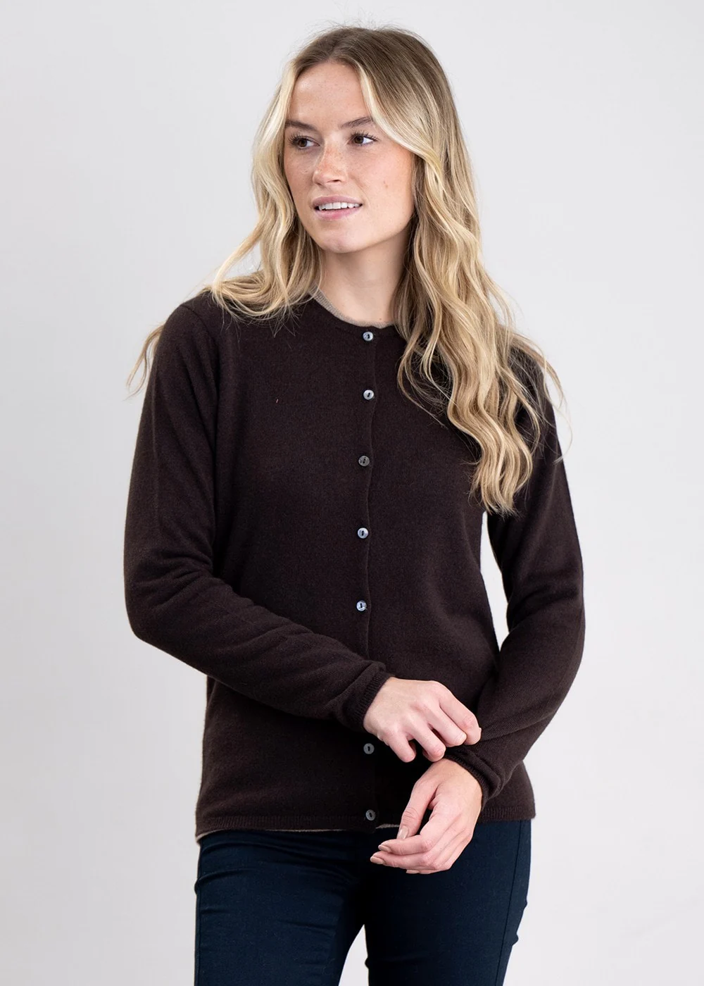 Millie Cashmere High Button Cardigan - Image 3