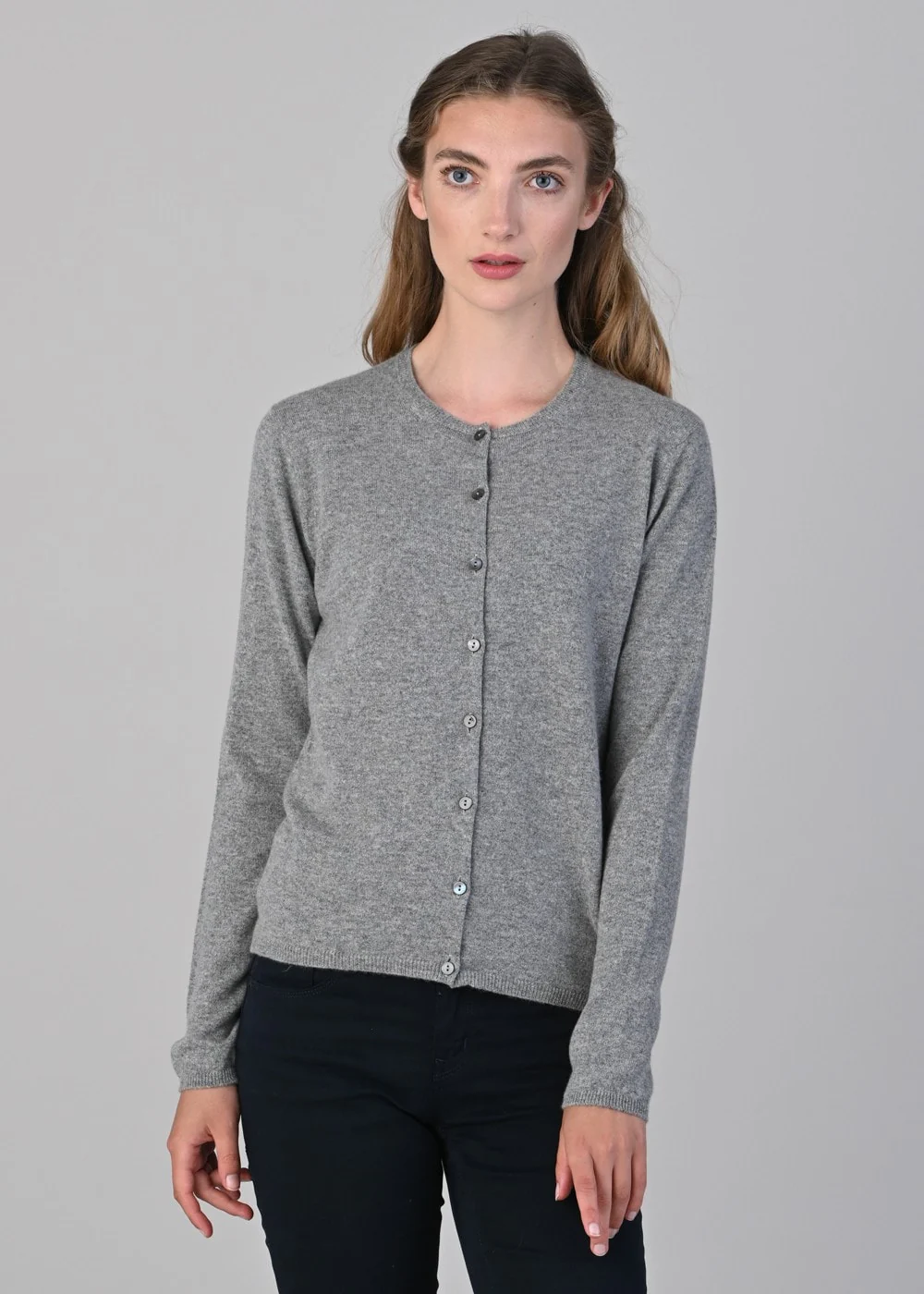 Millie Cashmere High Button Cardigan - Image 2