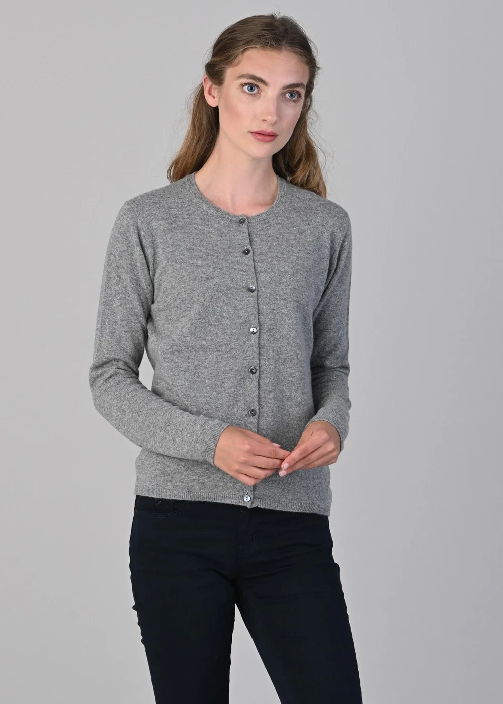 Millie Cashmere High Button Cardigan - Image 4