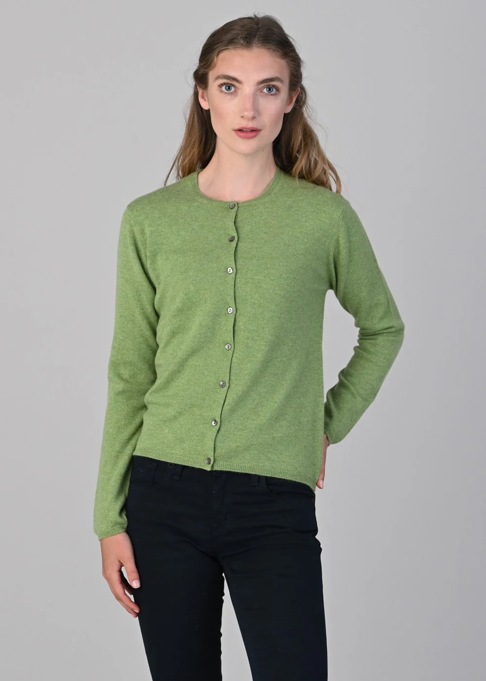 Millie Cashmere High Button Cardigan - Image 2