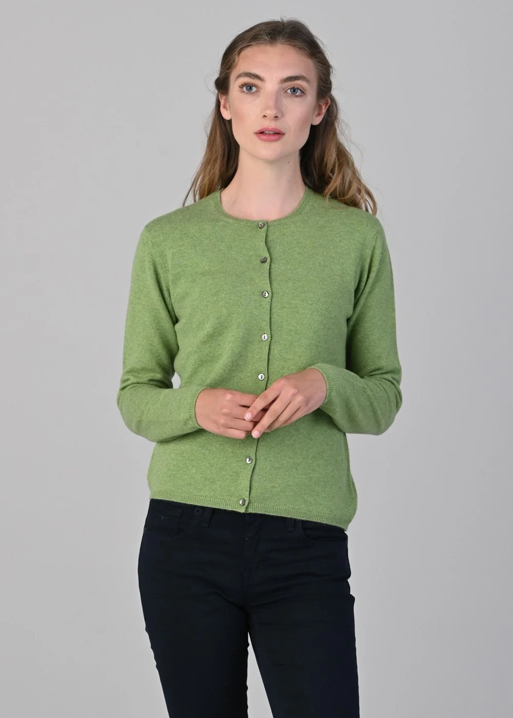 Millie Cashmere High Button Cardigan - Image 3