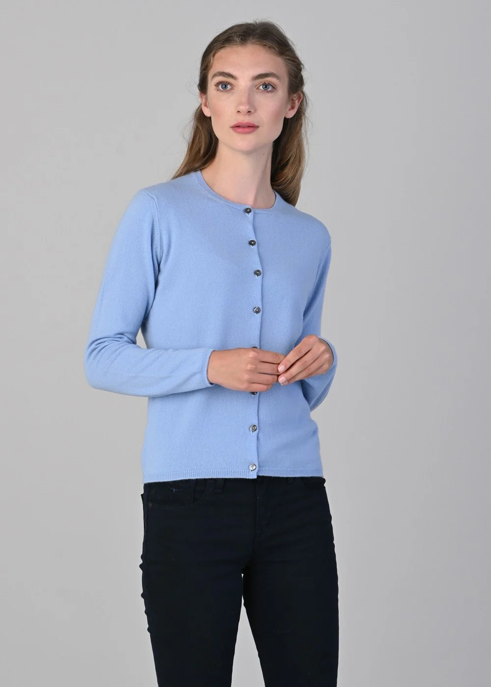 Millie Cashmere High Button Cardigan - Image 3