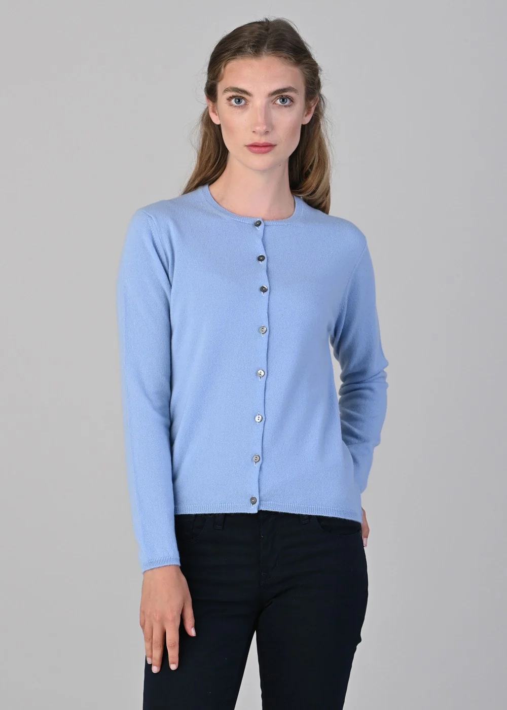 Millie Cashmere High Button Cardigan - Image 4