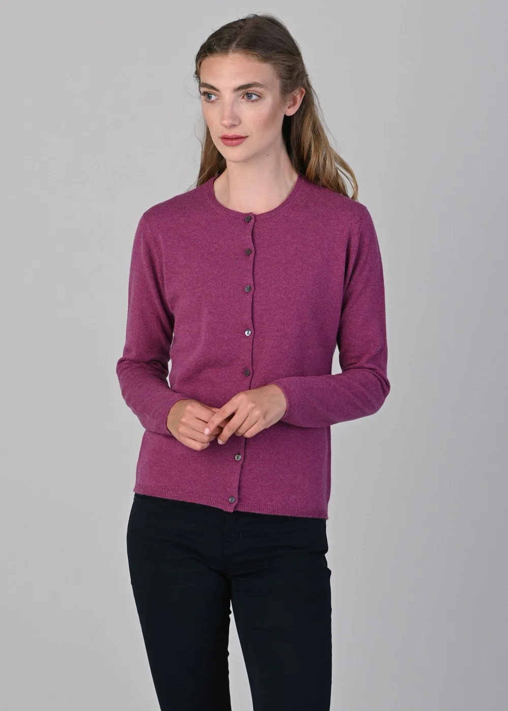 Millie Cashmere High Button Cardigan - Image 2