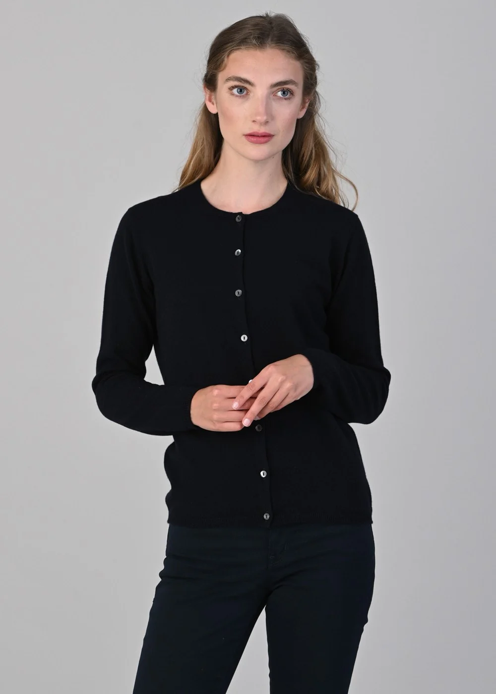 Millie Cashmere High Button Cardigan - Image 2