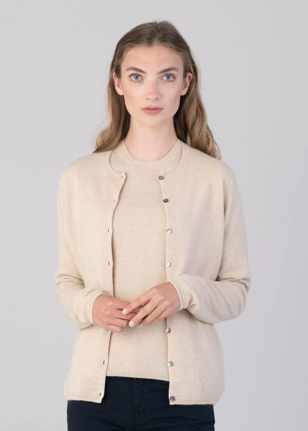 Millie Cashmere High Button Cardigan - Image 2