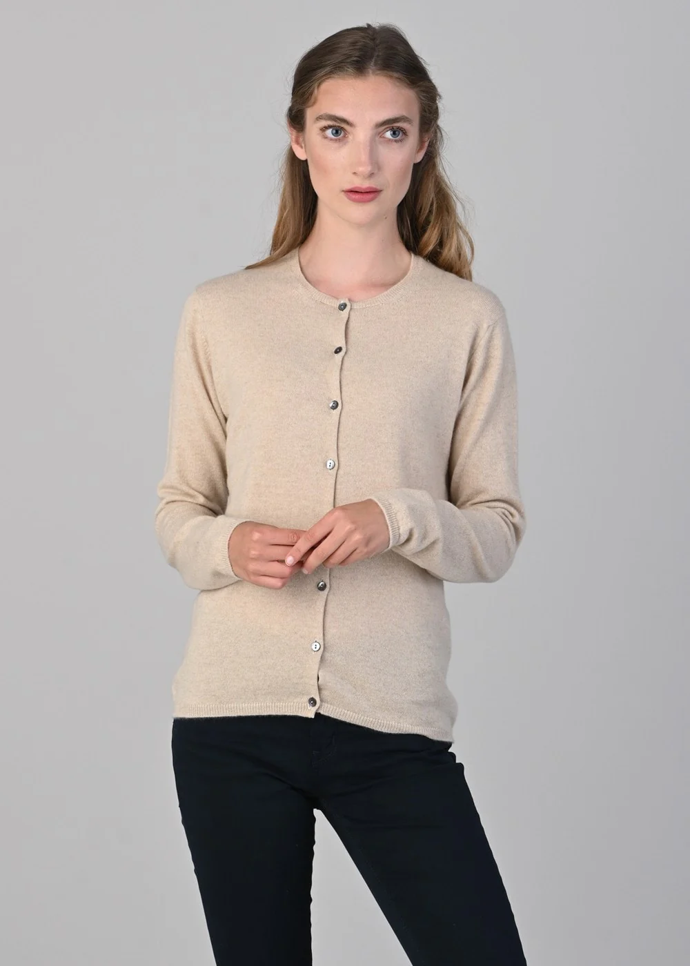 Millie Cashmere High Button Cardigan - Image 5