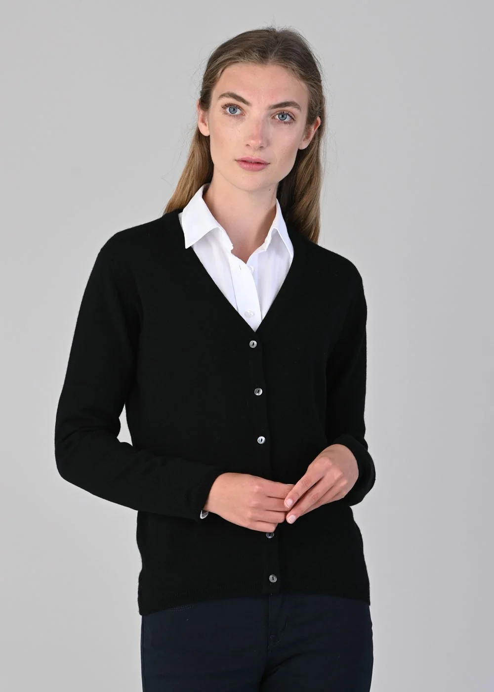 Millie Cashmere Vee Cardigan