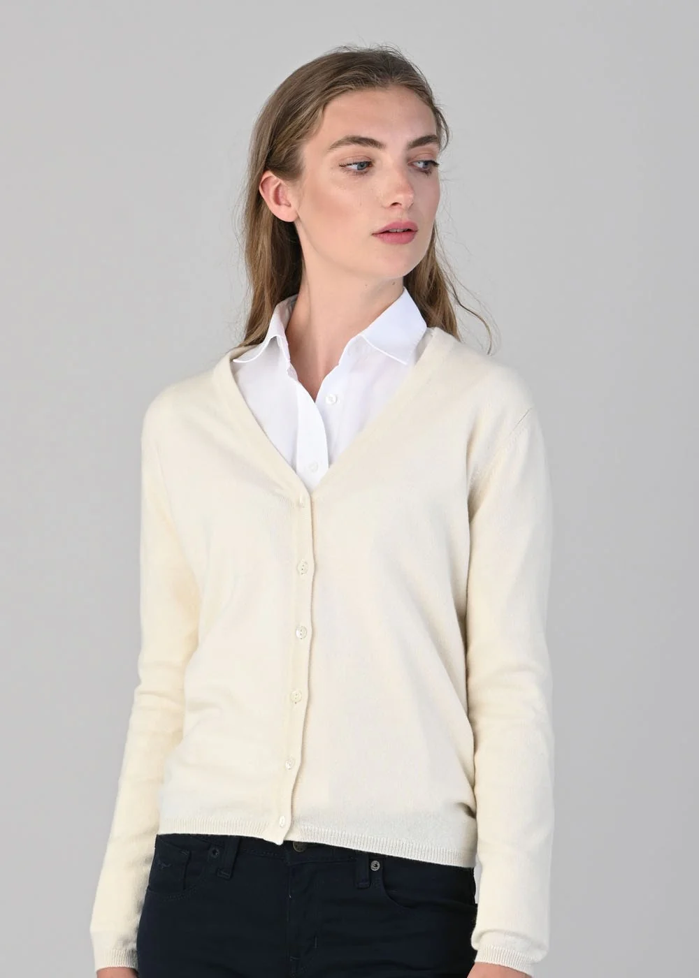 Millie Cashmere Vee Cardigan