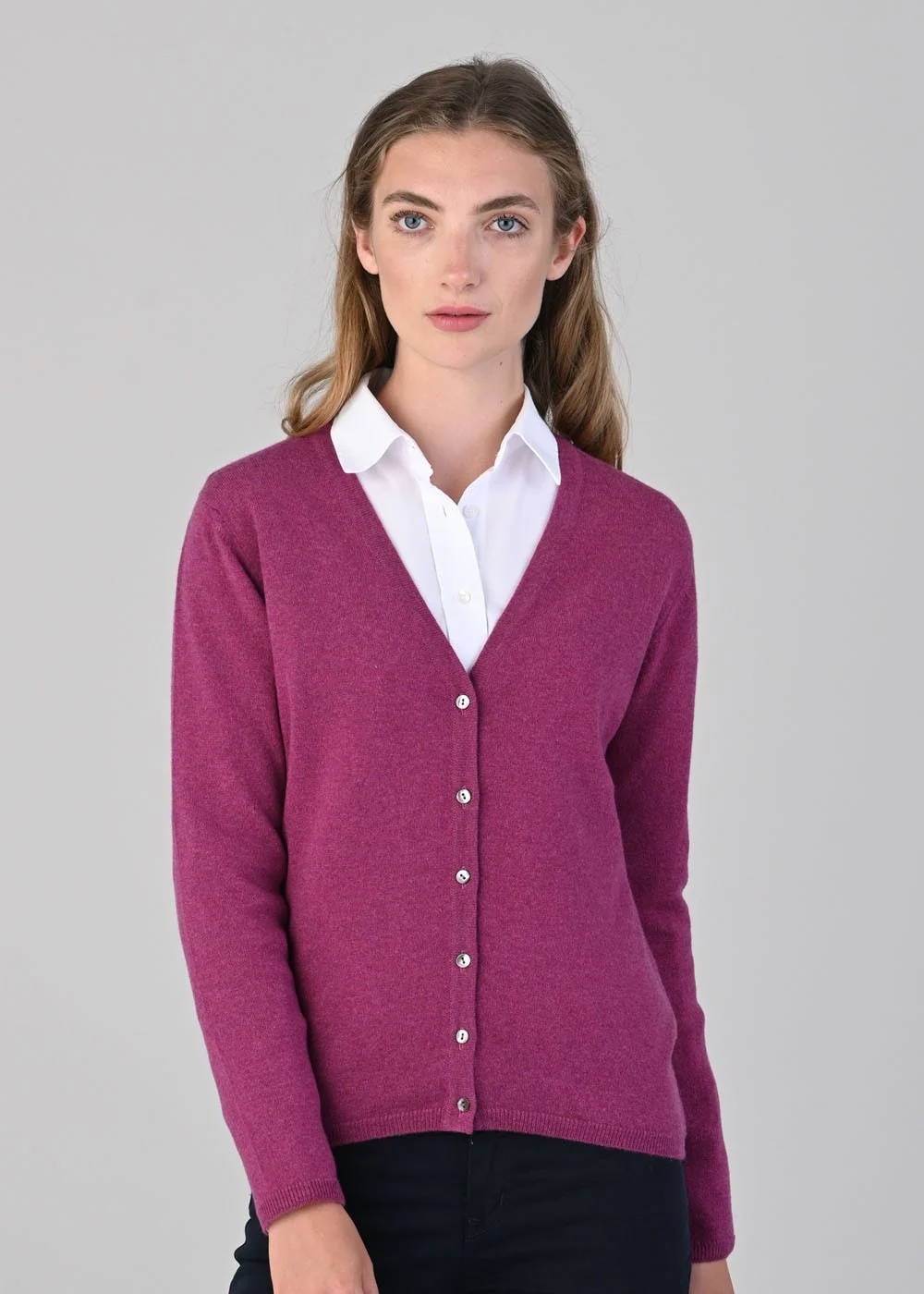 Millie Cashmere Vee Cardigan