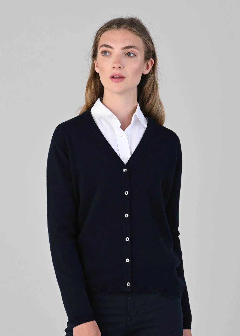 Millie Cashmere Vee Cardigan