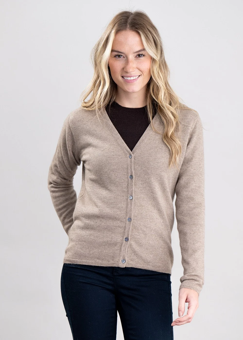 Millie Cashmere Vee Cardigan