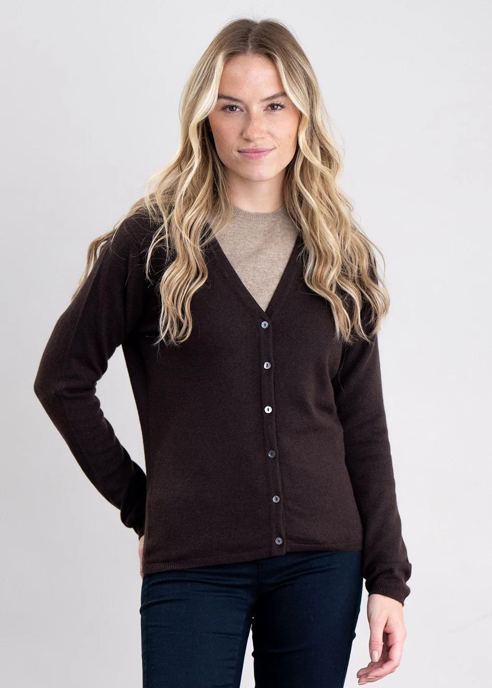 Millie Cashmere Vee Cardigan