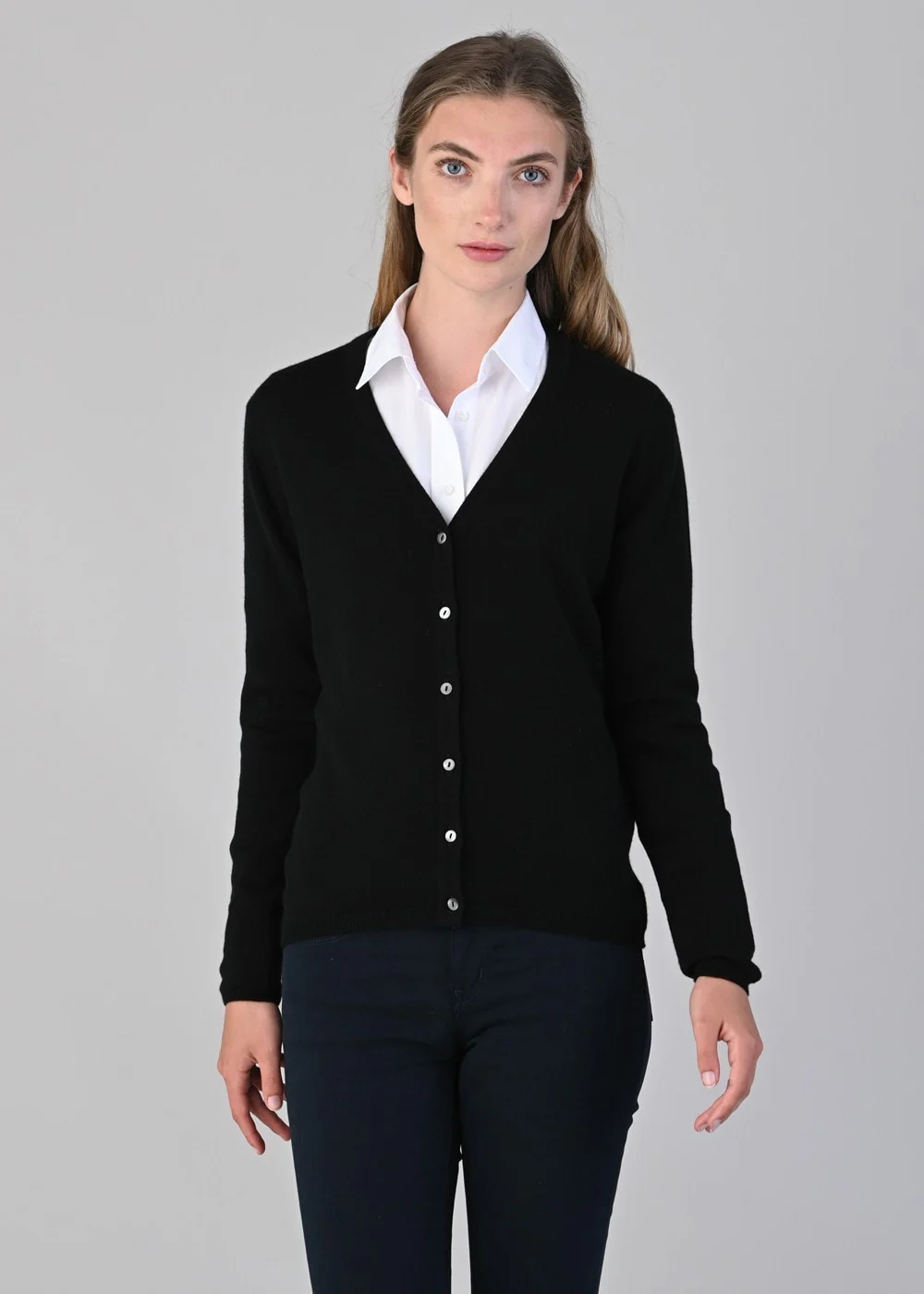 Millie Cashmere Vee Cardigan - Image 2