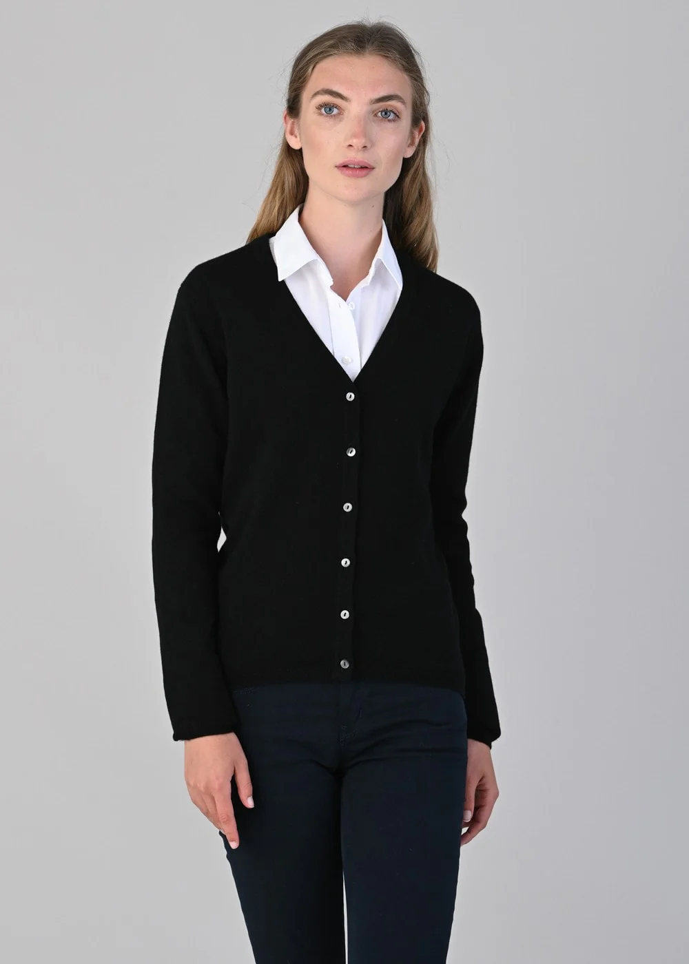 Millie Cashmere Vee Cardigan - Image 3