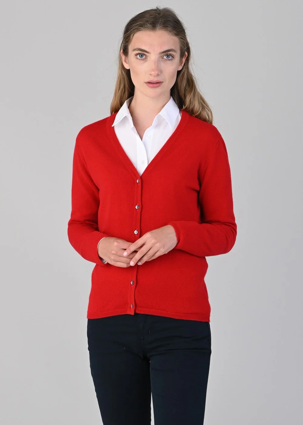 Millie Cashmere Vee Cardigan - Image 2